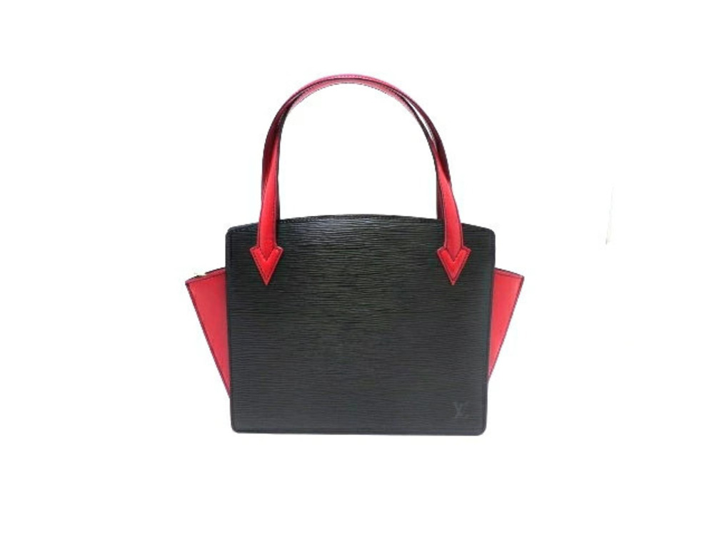 LOUIS VUITTON Varenne Epi Handbag Castilian Red Noir Black